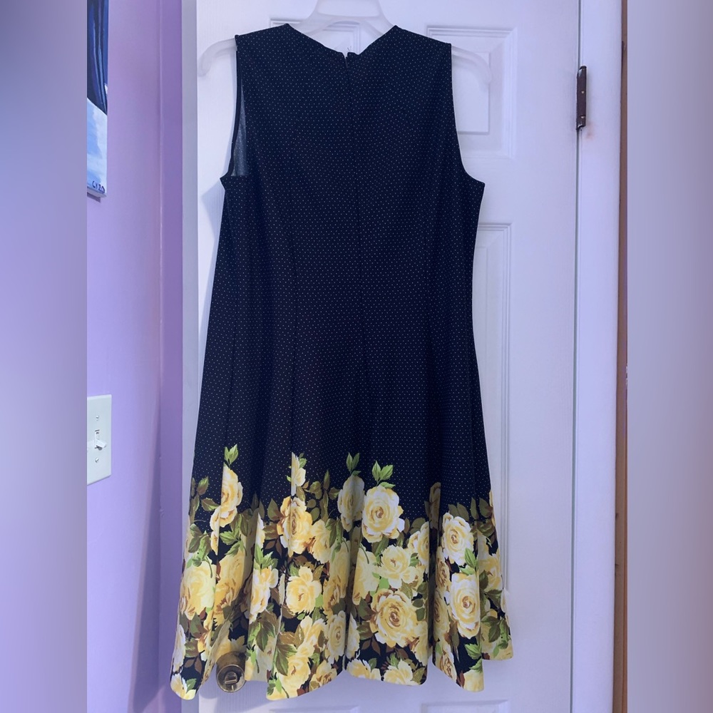 JONES STUDIO POLKA DOT AND ROSES A-LINE DRESS - Picture 4 of 5
